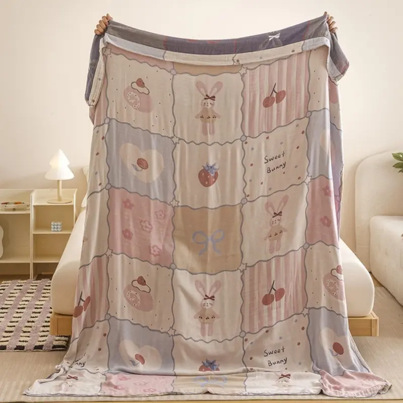 Cute Cartoom Blanket for kids Adult,Lyocell Bamboo fiber,Breathable Soft Throw Blanket,Cool Summer Quilt Home Bed Linens Gift