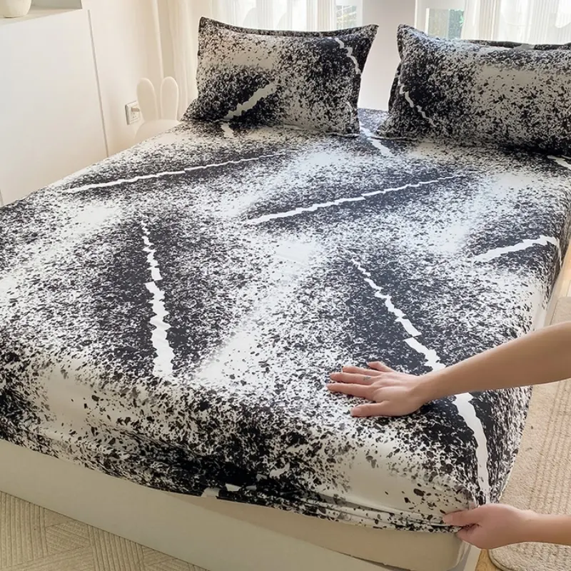 3pcs Sheet Set,Polyester Love Star Fitted Sheet with Elastic Band Around Mattress Protector Cover Home Bedding Drop Shipping