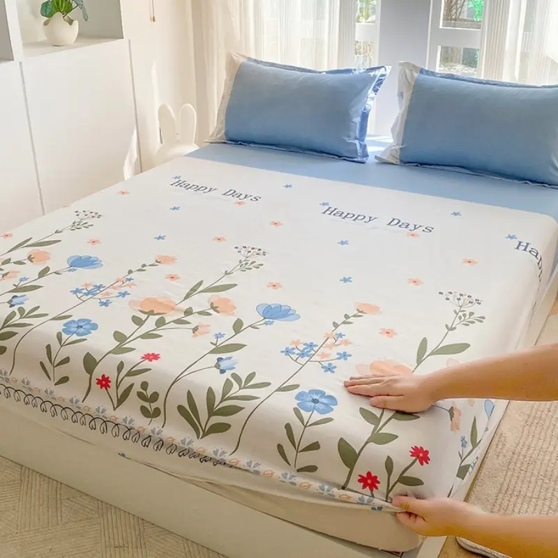 3pcs Sheet Set,Polyester Love Star Fitted Sheet with Elastic Band Around Mattress Protector Cover Home Bedding Drop Shipping