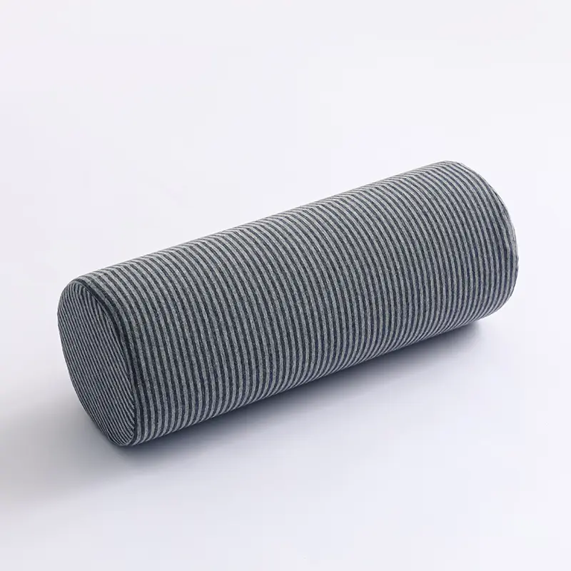 Cervical Neck Roll Pillow Cylinder Memory Foam Sofa Cushion Neck Pillow Core with Pure Knitted Cotton Stripe Pillowcase 40*15cm
