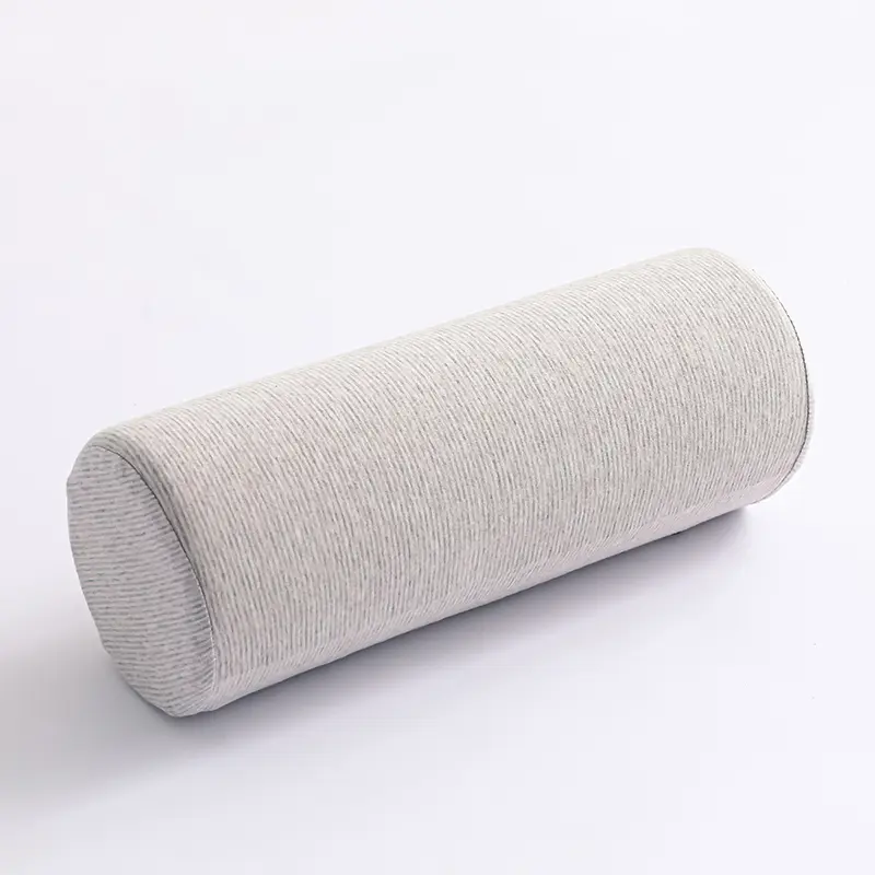 Cervical Neck Roll Pillow Cylinder Memory Foam Sofa Cushion Neck Pillow Core with Pure Knitted Cotton Stripe Pillowcase 40*15cm