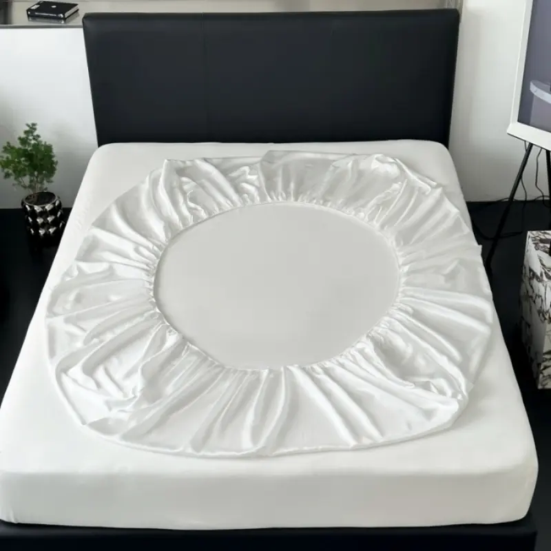 1pc Luxury Solid Mattress Cover,100% Eucalyptus Lyocell Silky Bamboo Fitted Sheet,Super Soft Summer Bedding 150*200+30cm Double