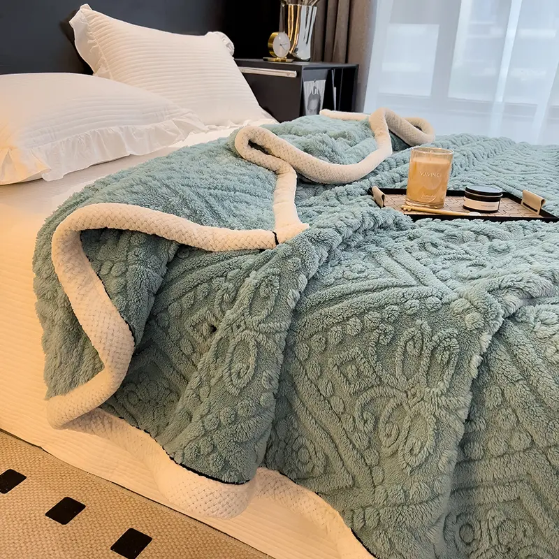 Cozy Carving Velvet Blanket Solid Fleece Soft Sofa Bed Cover Summer Quilt Office Plane Nap Blankets Drop Shipping 200*230cm Full