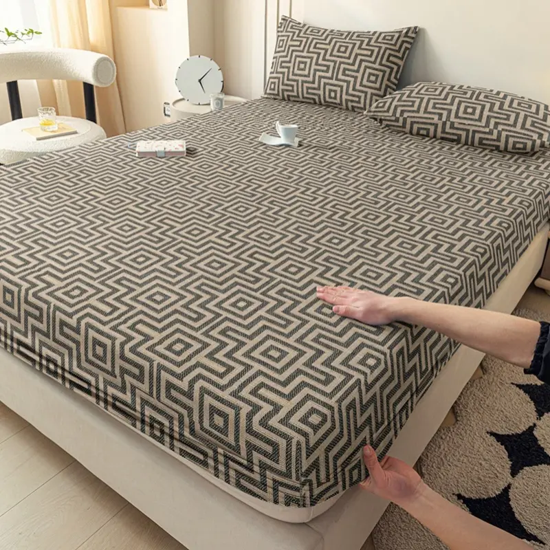 3pcs Fashion Geometric Printing Fitted Sheet Set Europe Mattress Protector Cover Single/Double Bed Home Bedding Drop Shiping
