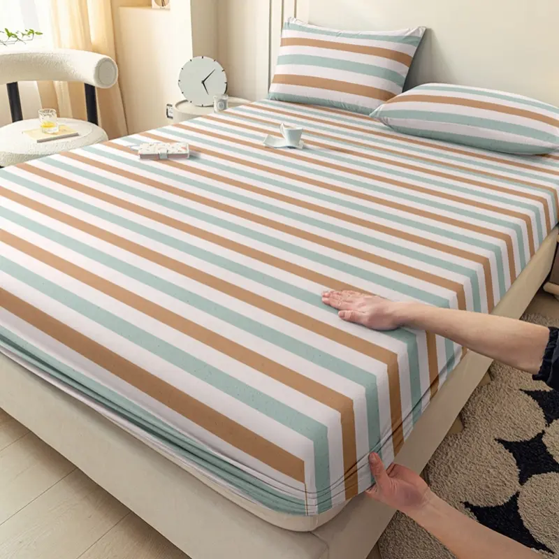 3pcs Fashion Geometric Printing Fitted Sheet Set Europe Mattress Protector Cover Single/Double Bed Home Bedding Drop Shiping