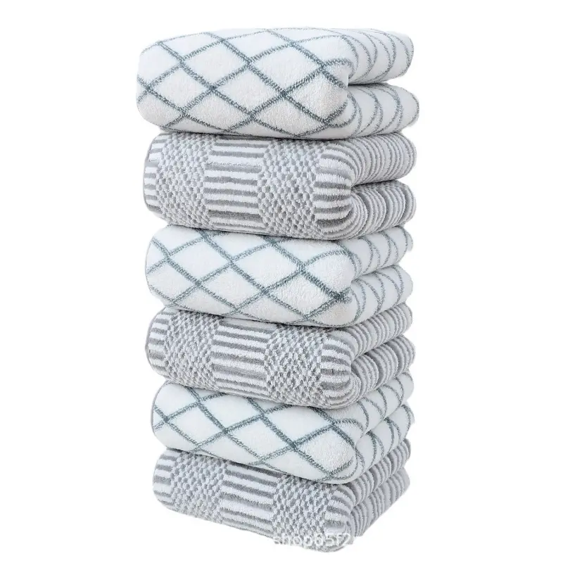 6pcs Coral Fleece Face Towel Set Bundle Super Absorbent Soft Adult Home Hotel Bathroom Towels,Fashion Grid Pattern,Drop Shipping