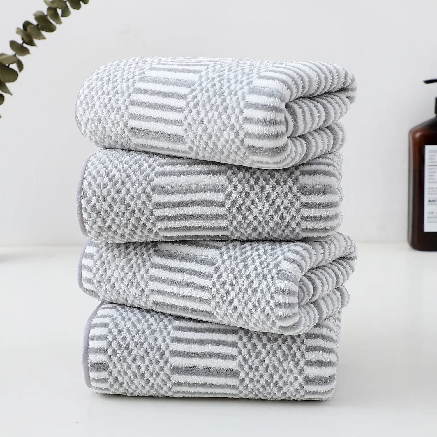 6pcs Coral Fleece Face Towel Set Bundle Super Absorbent Soft Adult Home Hotel Bathroom Towels,Fashion Grid Pattern,Drop Shipping