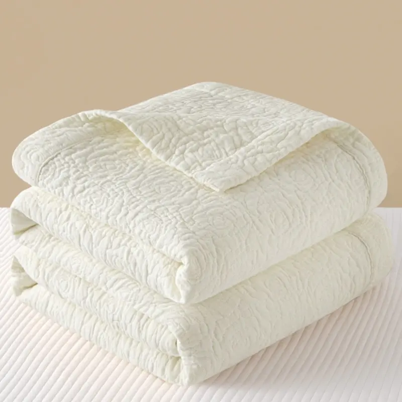Breathable Pure Cotton Gauze Throw Blanket Quilted Heart Rose Towel Thread For Sofa Plane Baby Adult Summer Quilt Drop Shipping