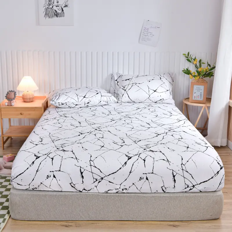1pc Polyester Fitted Sheet with Elastic Band Around Mattress Protector Cover US Size Home Bedding No Pillowcase Drop Shipping
