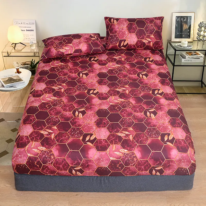 1pc Polyester Fitted Sheet with Elastic Band Around Mattress Protector Cover US Size Home Bedding No Pillowcase Drop Shipping