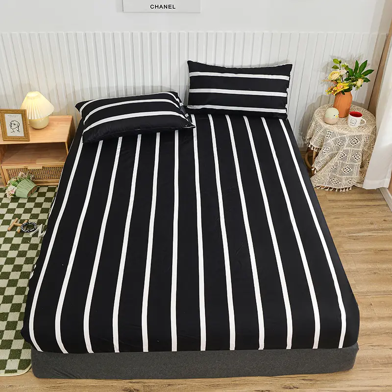 1pc Polyester Fitted Sheet with Elastic Band Around Mattress Protector Cover US Size Home Bedding No Pillowcase Drop Shipping