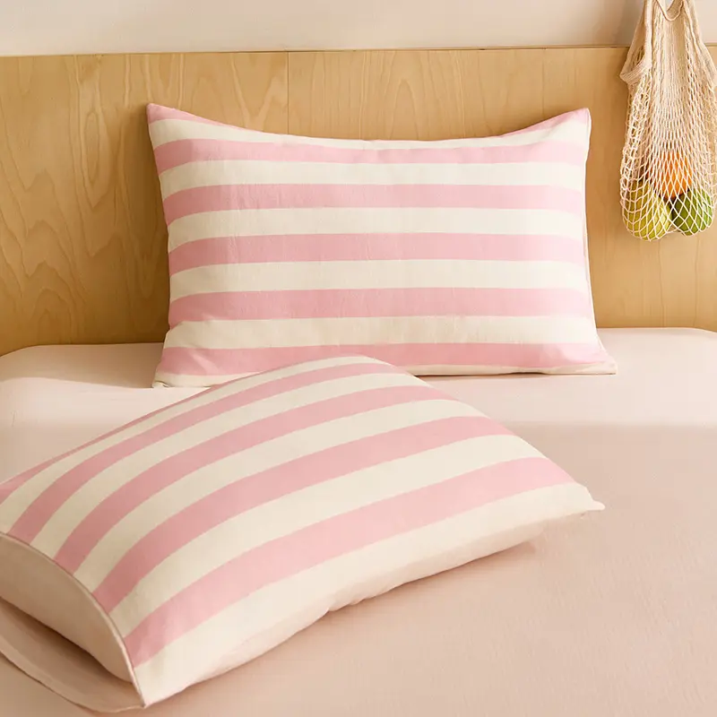 2pcs/lot Sleeping Pillowcase 100%Cotton Gauze Pillow Cover Modern Stripe Soft Breathable Home Bed Pillowslip 48*74 Drop Shipping