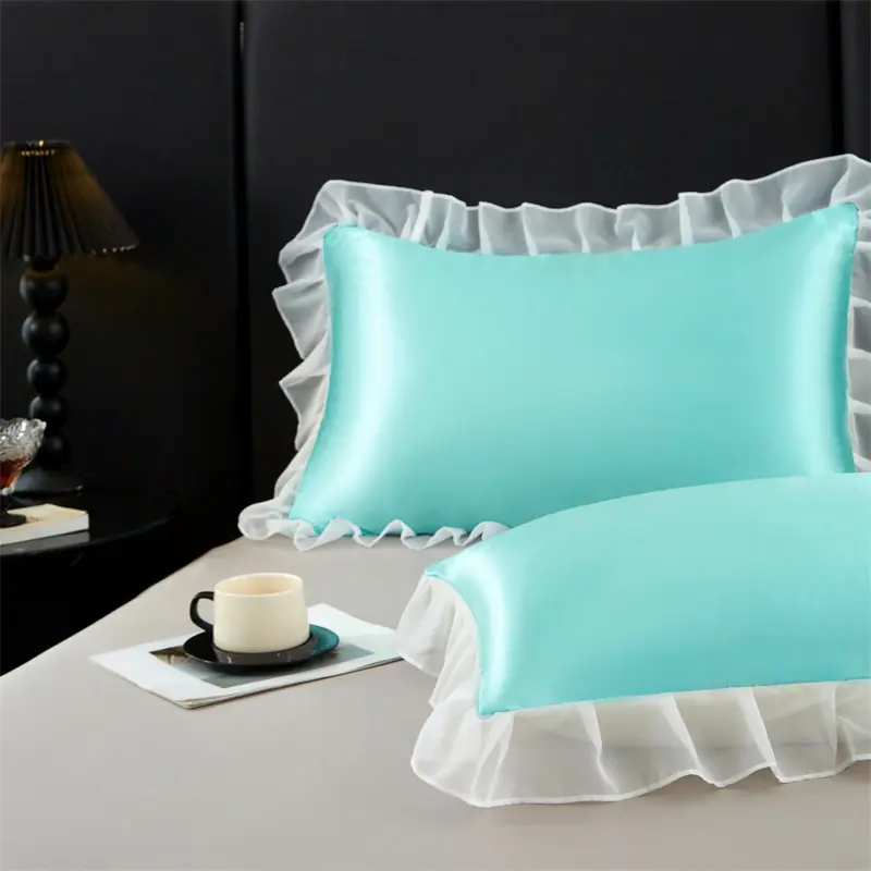 1/2pcs Princess Lace Side Pillowcase,Ice Silk Home Pillow Cover For Single Couple Silky Smooth capas de almofadas 48*74/48*150cm