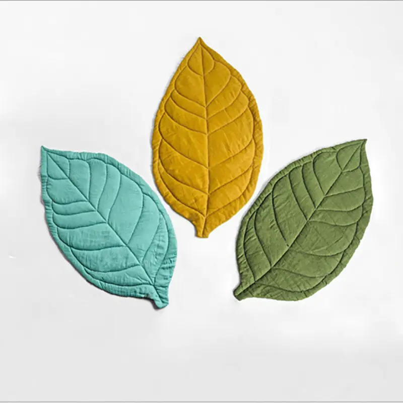 100%Cotton Baby Play Mat 110*55cm Yellow Leaf Floor Rug Home Decor European Carpet Children Climbing Mats Boys Girls Born Gift