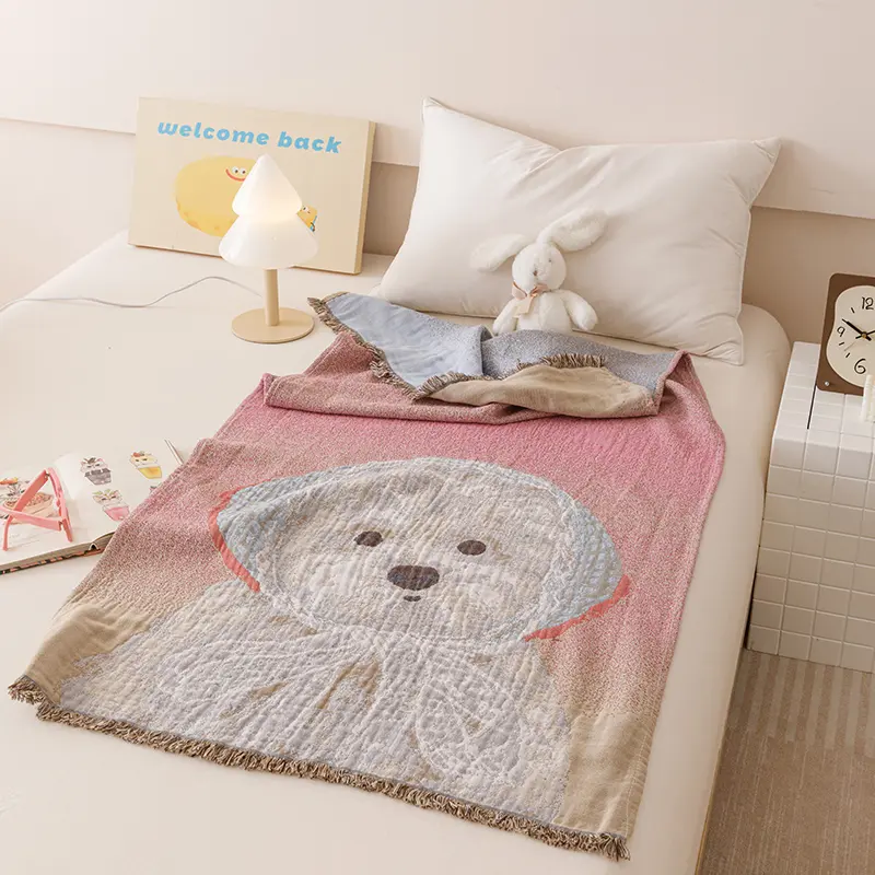 100%Cotton Gauze Tassel Bath Beach Towel,Jacquard Dog Rabbit Blanket,Baby Kids Cute Summer Quilt 80*160cm Drop Shipping Pumpkin