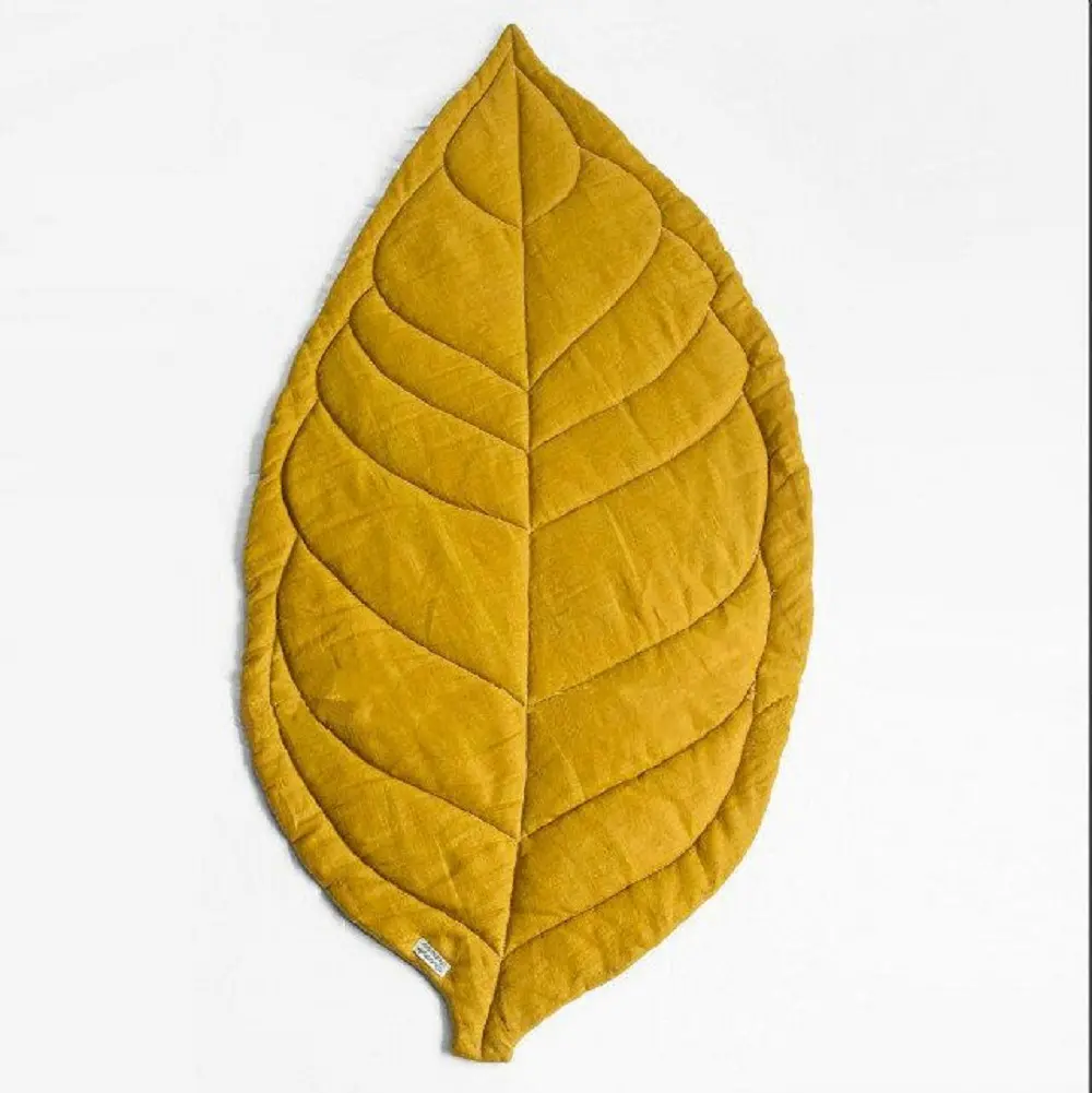 100%Cotton Baby Play Mat 110*55cm Yellow Leaf Floor Rug Home Decor European Carpet Children Climbing Mats Boys Girls Born Gift