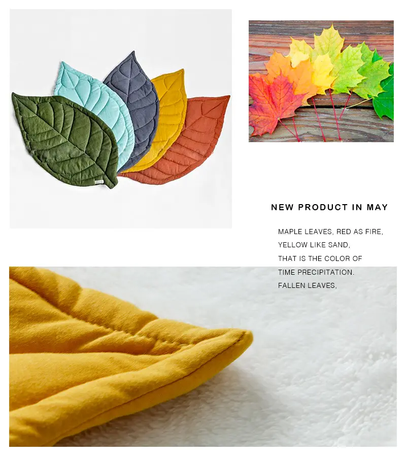 100%Cotton Baby Play Mat 110*55cm Yellow Leaf Floor Rug Home Decor European Carpet Children Climbing Mats Boys Girls Born Gift