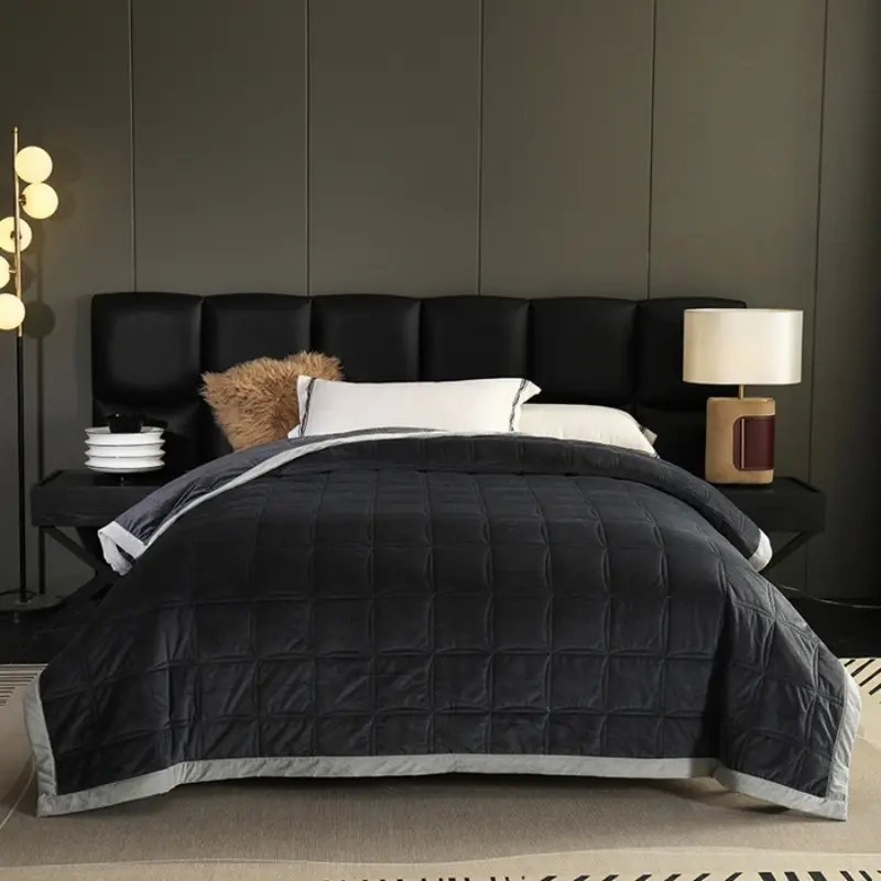 Thickened Three-Layers Blanket For Autumn Winter,Soft Flannl Velvet Bed Cover,Warm Fleece Quilted Comforte,Home Textile 150*200
