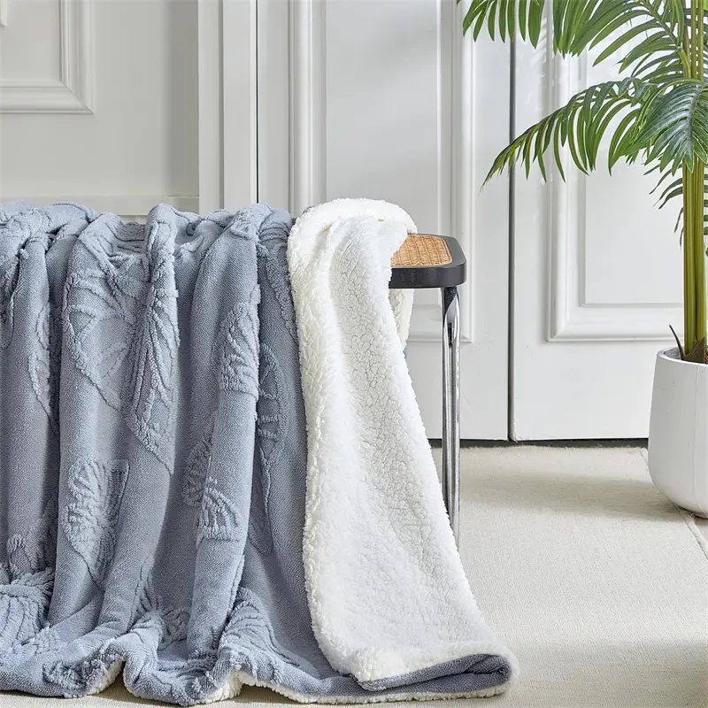 Thicken Double Layer Throw Blanket,Butterfly Fleece+Artificial Lamb Cashmere AB Side,Warm Fluffy Winter Bed Sofa Cover 150*200cm