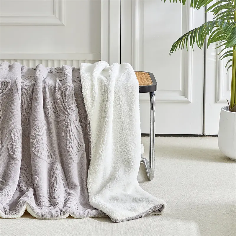 Thicken Double Layer Throw Blanket,Butterfly Fleece+Artificial Lamb Cashmere AB Side,Warm Fluffy Winter Bed Sofa Cover 150*200cm