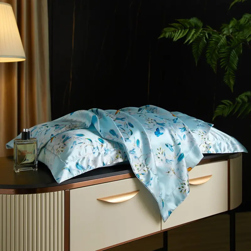 Luxury Imitation Silk Pillowcase.Floral AB Side Silky Cool Feeling Pillow Cover For Summer Gilr Home 48*74cm наволочки 2pcs/lot