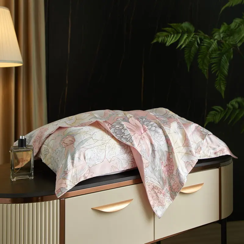 Luxury Imitation Silk Pillowcase.Floral AB Side Silky Cool Feeling Pillow Cover For Summer Gilr Home 48*74cm наволочки 2pcs/lot