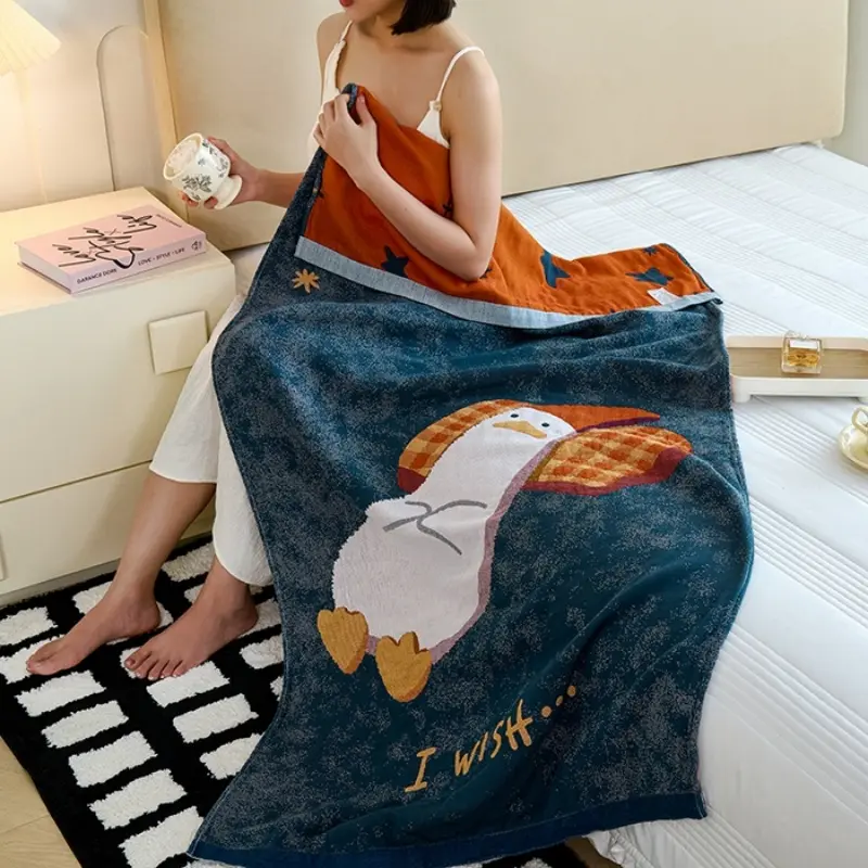 A Type Multi Use Bath Towel,Cartoon Animal 100%Cotton Gauze Beach Towels,Little Child Baby Wrap Blanekts,Summer Quilt 75*160cm