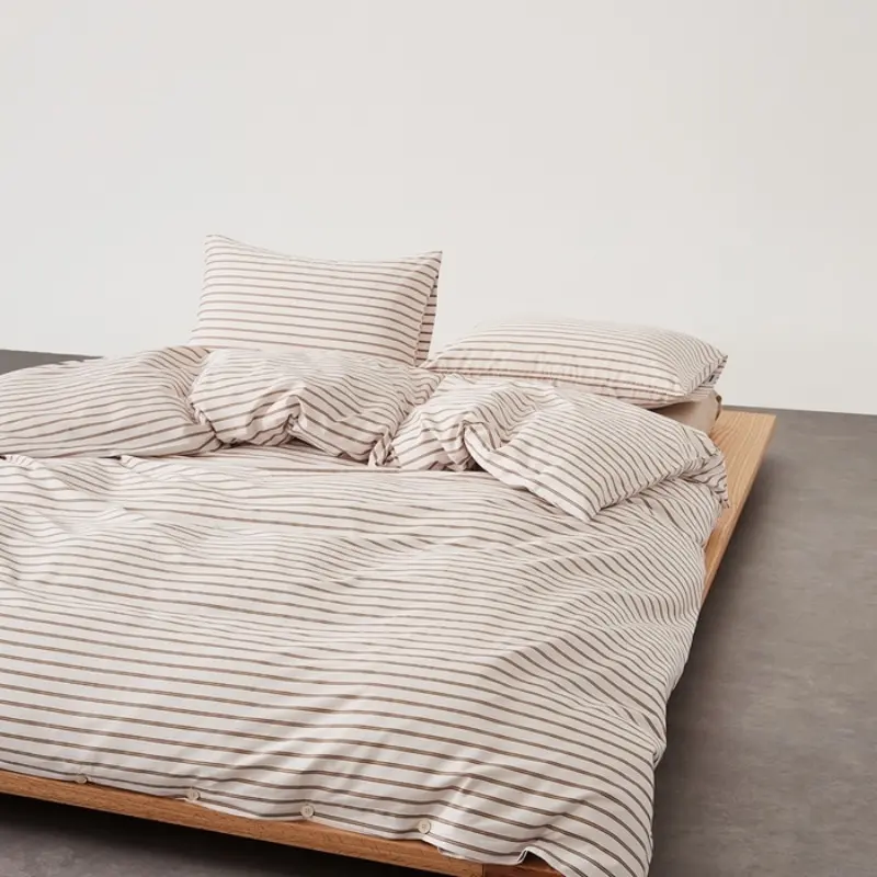 3/4Pcs Luxury 100% Cotton Bedding Set, Stripe Duvet Cover Sheet Pillowcase Home Bed Linens For All Seasons King Drop Shippping