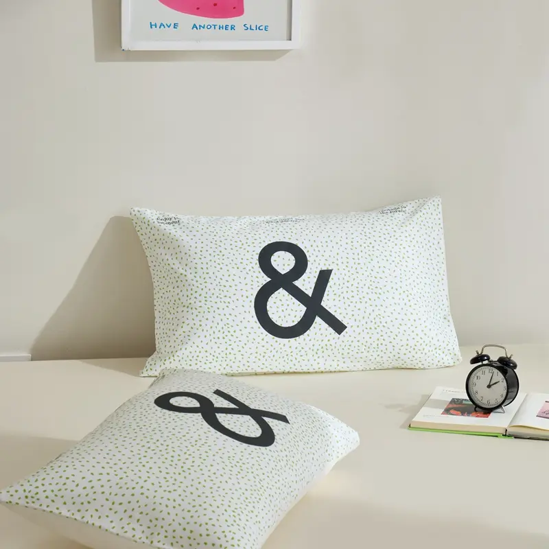 2pcs 100%Cotton Pillowcase 48*74cm Dopamine Stripe Letter Lemon Peach Printed Pillow Cover Home Bed Decor Adult Kids Bedding