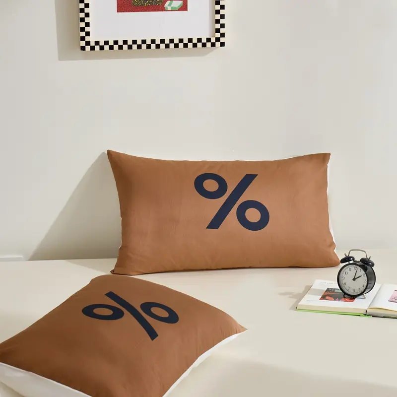 2pcs 100%Cotton Pillowcase 48*74cm Dopamine Stripe Letter Lemon Peach Printed Pillow Cover Home Bed Decor Adult Kids Bedding