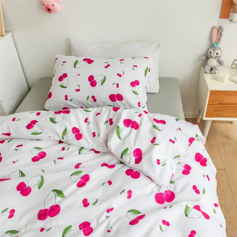 Duvet Cover Set For Kids Children Boys Girls Cartoon Strawberry Car Fruit Digital Printing Home Bedding US Twin Double Size Gift