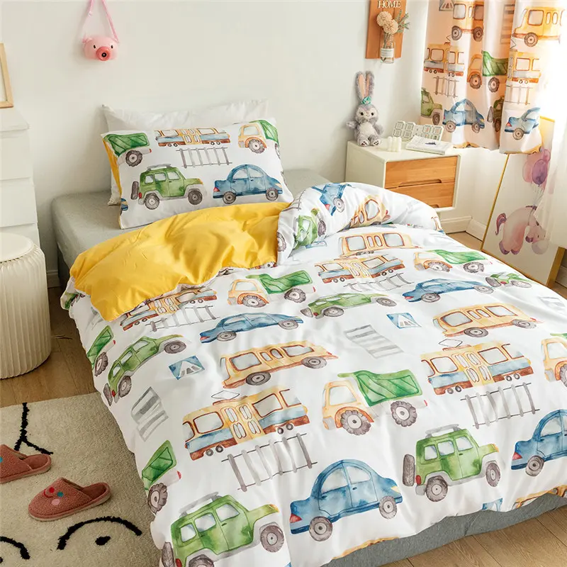 Duvet Cover Set For Kids Children Boys Girls Cartoon Strawberry Car Fruit Digital Printing Home Bedding US Twin Double Size Gift