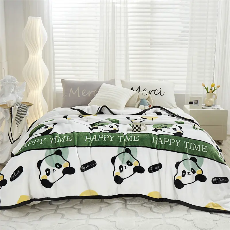 Thickened Blanket Flannel Bedspread Soft Warm Fleece Velvet Bed Cover For Kid Adult Floral Home Bedding 120*200cm Drop Shipping