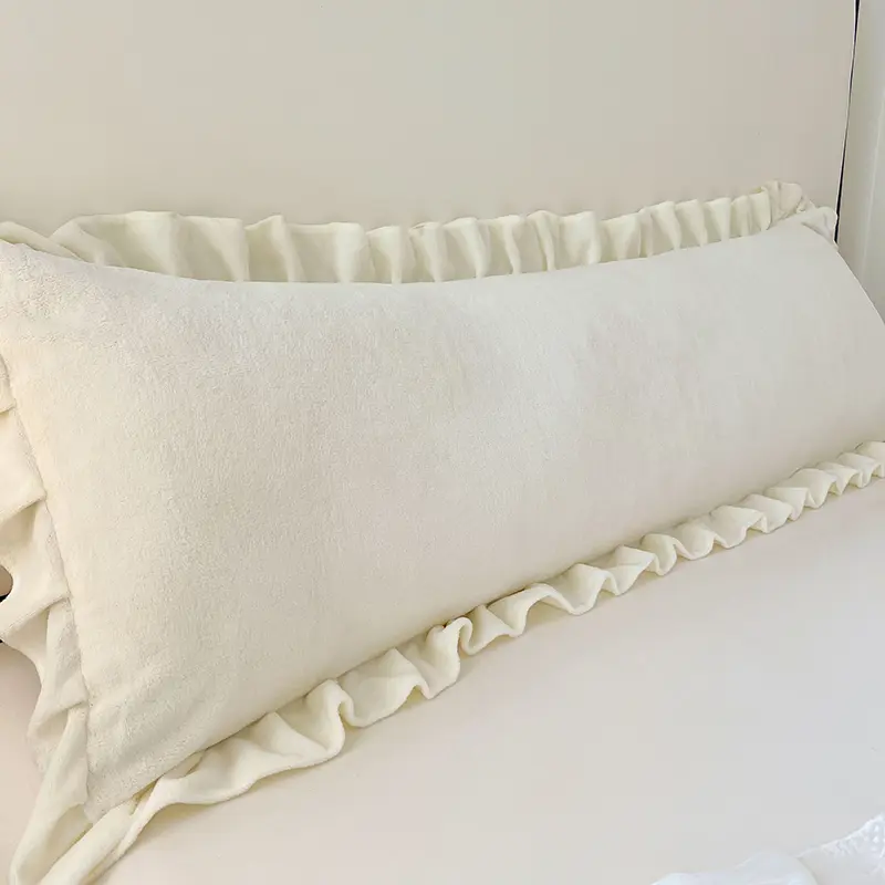Coulple Sleeping Pillowcase with Ruffle Winter Double People Fleece Flannel Warm Length Size Pillow Covers Home Bedding 45*150cm