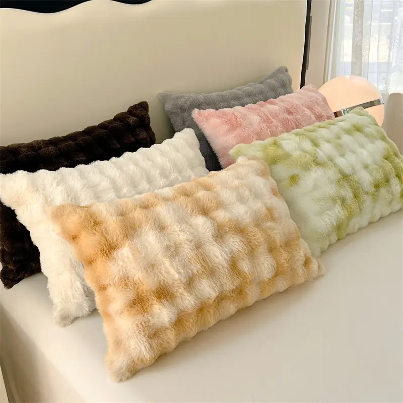 Fashion Rabbit Crystal Velvet Pillow Case AB Side Sleep Throw Pillow Cover For Single Couple Length 48*74/48*120cm Drop Shipping