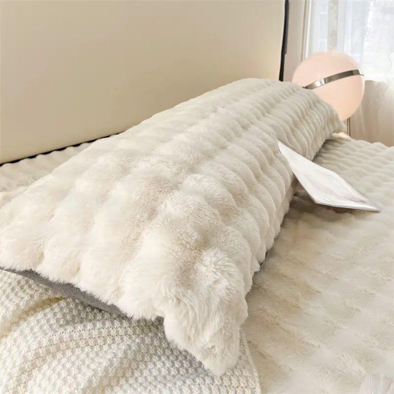 Fashion Rabbit Crystal Velvet Pillow Case AB Side Sleep Throw Pillow Cover For Single Couple Length 48*74/48*120cm Drop Shipping