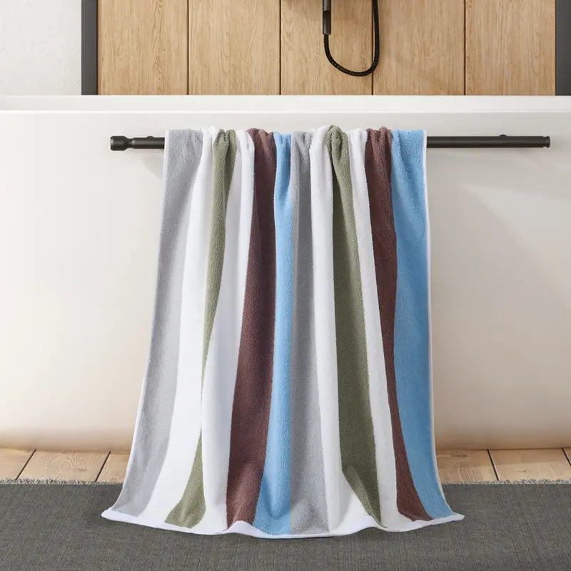 Quick Drying Bath Towel Pure Cotton Bathroom Towels 70*140cm Soft Absorbent Blue Striped Or Solid Pattern High Quality Washcloth