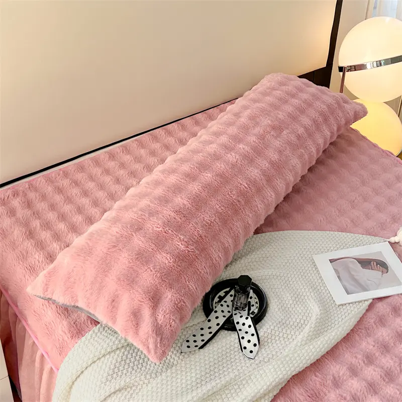 Fashion Rabbit Crystal Velvet Pillow Case AB Side Sleep Throw Pillow Cover For Single Couple Length 48*74/48*120cm Drop Shipping