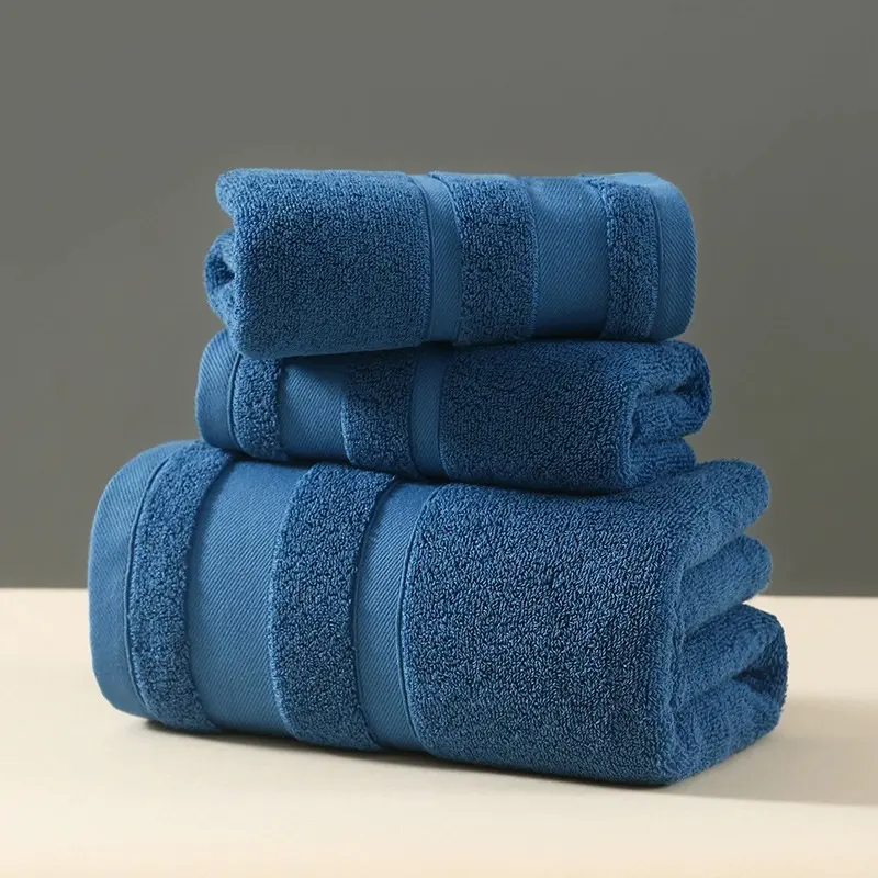 Dopamine Towel Set,Hand +Face+Bath Towel. Solid White Green Absorbent 100%Cotton 70*140cm Beach Toalla For Hotel Home Adult 3pcs