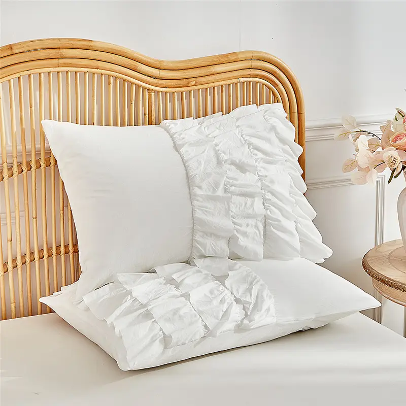 White Wedding Ruffle Duvet Cover Set 2/3pcs Quilt Cover+Pillowcase Home Bedding For All-Seasons Korean Romantic Twin Queen King