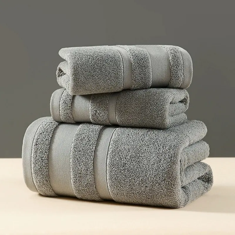 Dopamine Towel Set,Hand +Face+Bath Towel. Solid White Green Absorbent 100%Cotton 70*140cm Beach Toalla For Hotel Home Adult 3pcs