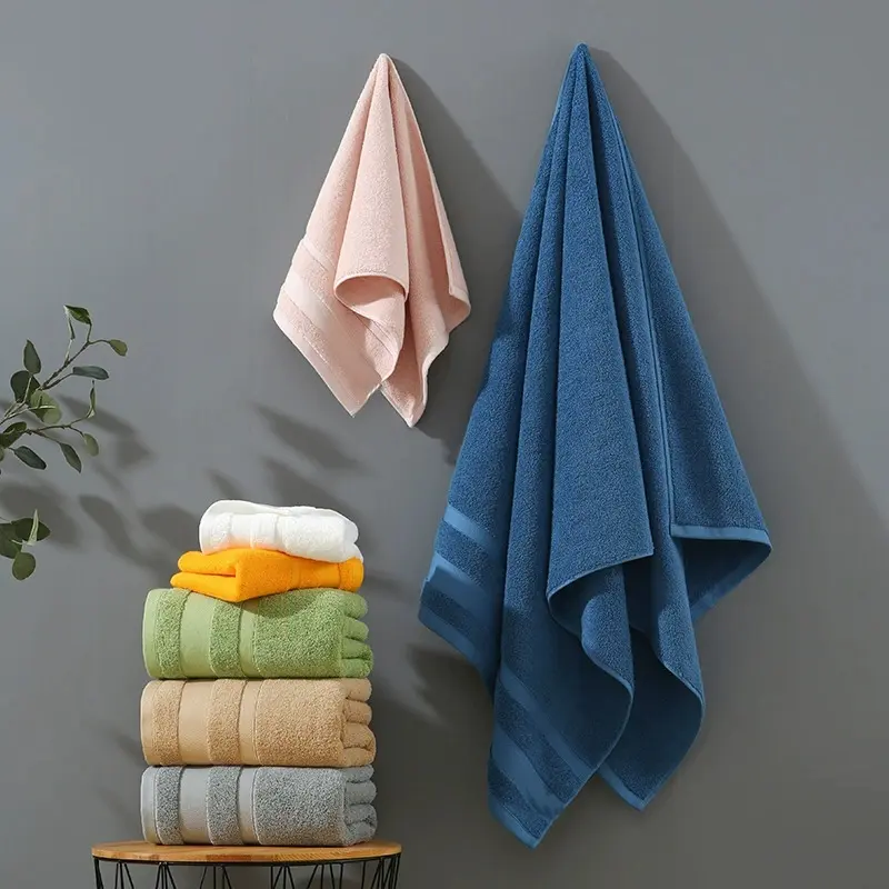 Dopamine Towel Set,Hand +Face+Bath Towel. Solid White Green Absorbent 100%Cotton 70*140cm Beach Toalla For Hotel Home Adult 3pcs