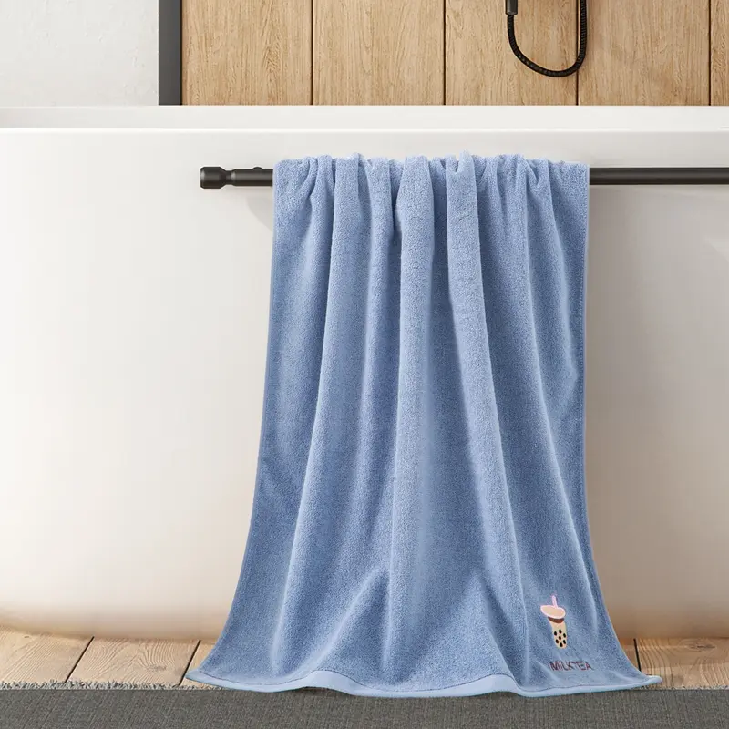 Quick Drying Bath Towel Pure Cotton Bathroom Towels 70*140cm Soft Absorbent Blue Striped Or Solid Pattern High Quality Washcloth
