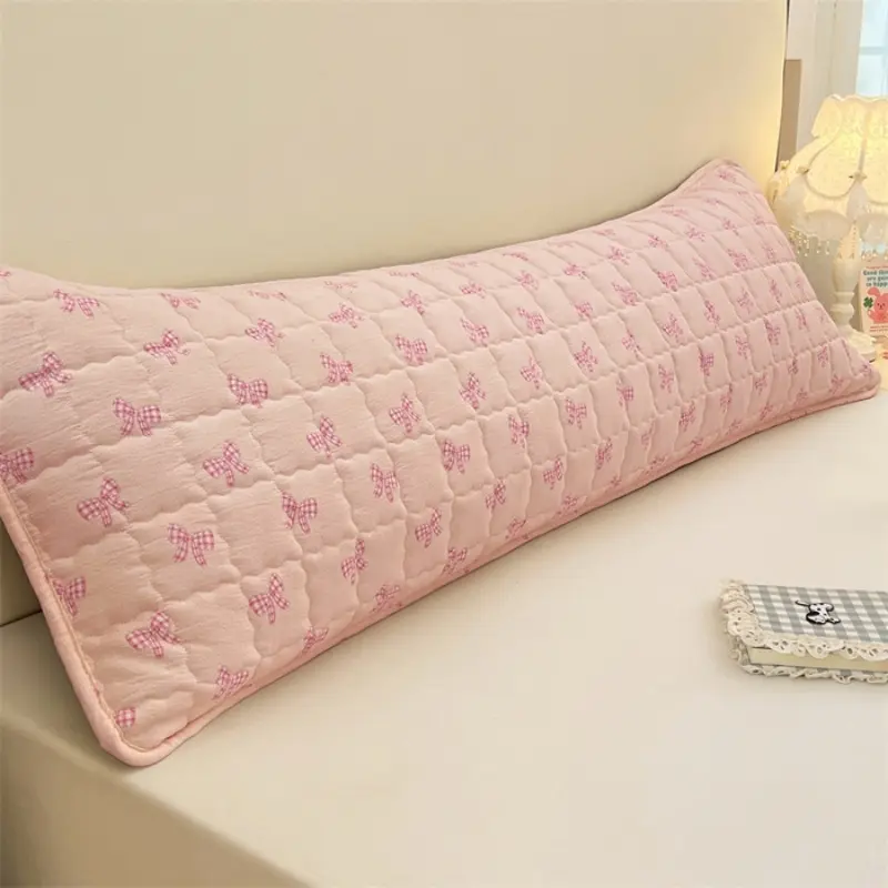 Fresh Flower Quilted Length Sleeping Pillowcase For Double Couple People,48*150cm Soft Polyester Pillow Cover Home Bedding 1/2pc