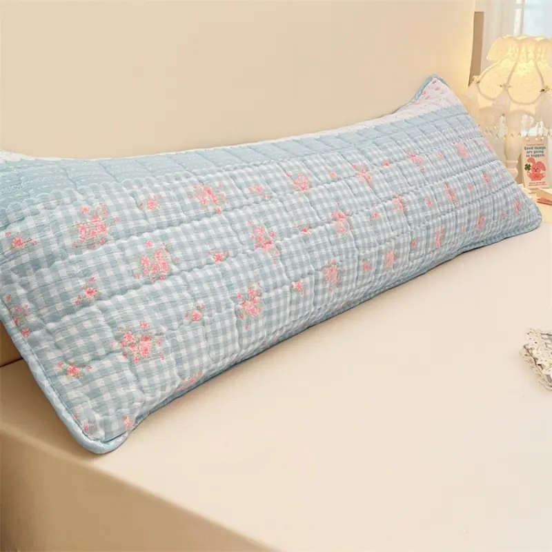 Fresh Flower Quilted Length Sleeping Pillowcase For Double Couple People,48*150cm Soft Polyester Pillow Cover Home Bedding 1/2pc