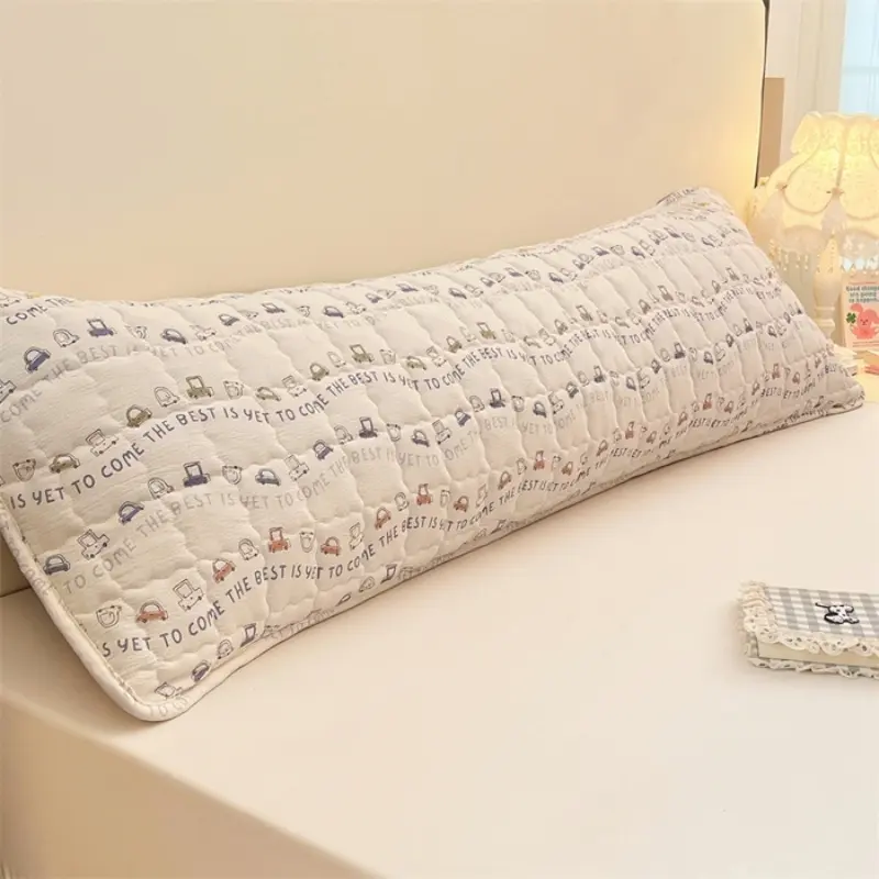 Fresh Flower Quilted Length Sleeping Pillowcase For Double Couple People,48*150cm Soft Polyester Pillow Cover Home Bedding 1/2pc