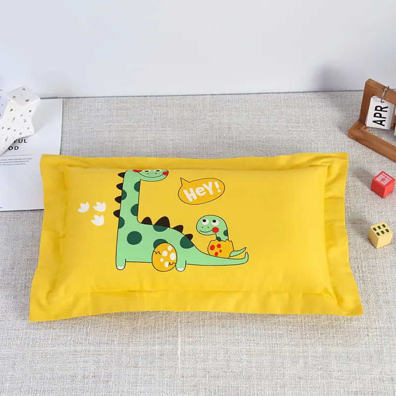 New Pure Cotton Face Comfortable White Pillow With Cartoon Dinosaur Printing Pillowcase for Kids Child Sleeping Pillows 30*50cm