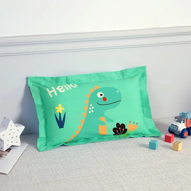 New Pure Cotton Face Comfortable White Pillow With Cartoon Dinosaur Printing Pillowcase for Kids Child Sleeping Pillows 30*50cm