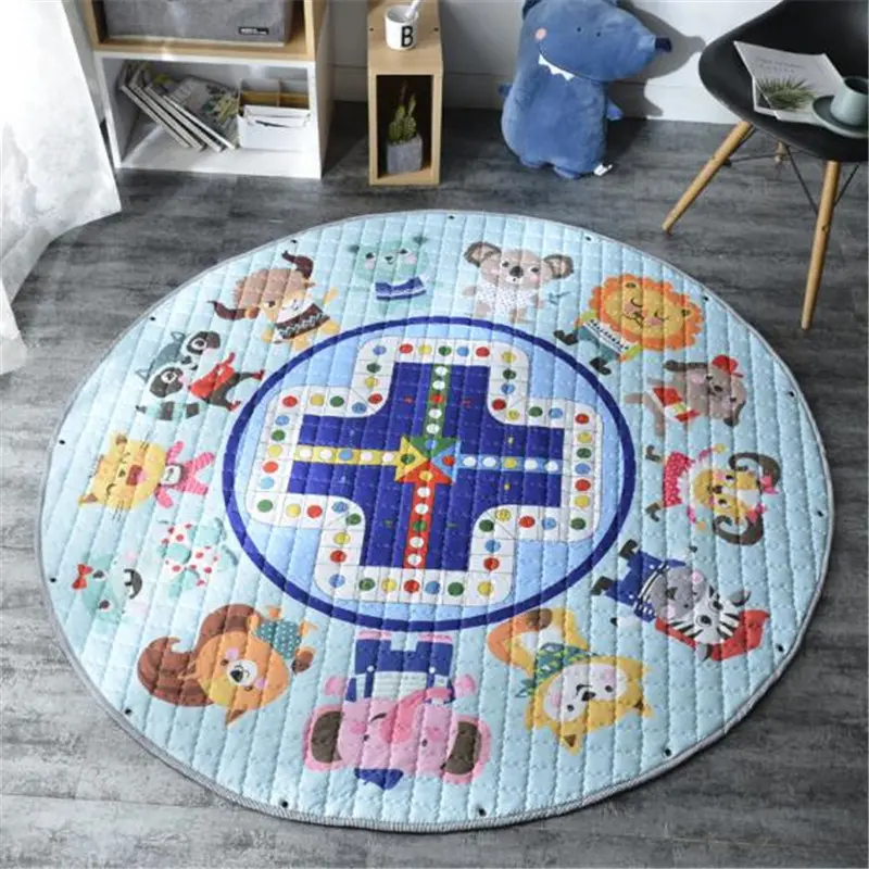 Nordic Kid Room Carpet Round 150*150cm Fox Rabbit Bear Play Mat Crawling Pad Picnic Anitslip Tapetes Gift Cute Outdoor Tapis Boy