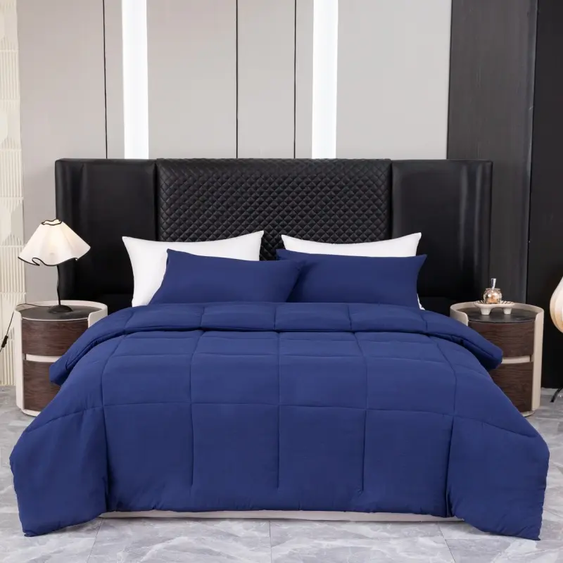 2/3pc Comforter Set,Solid Quilt+Pillowcase,Soft Microfiber Thick Blanket,US Twin Queen King Home Hotel Bedding Drop Shipping